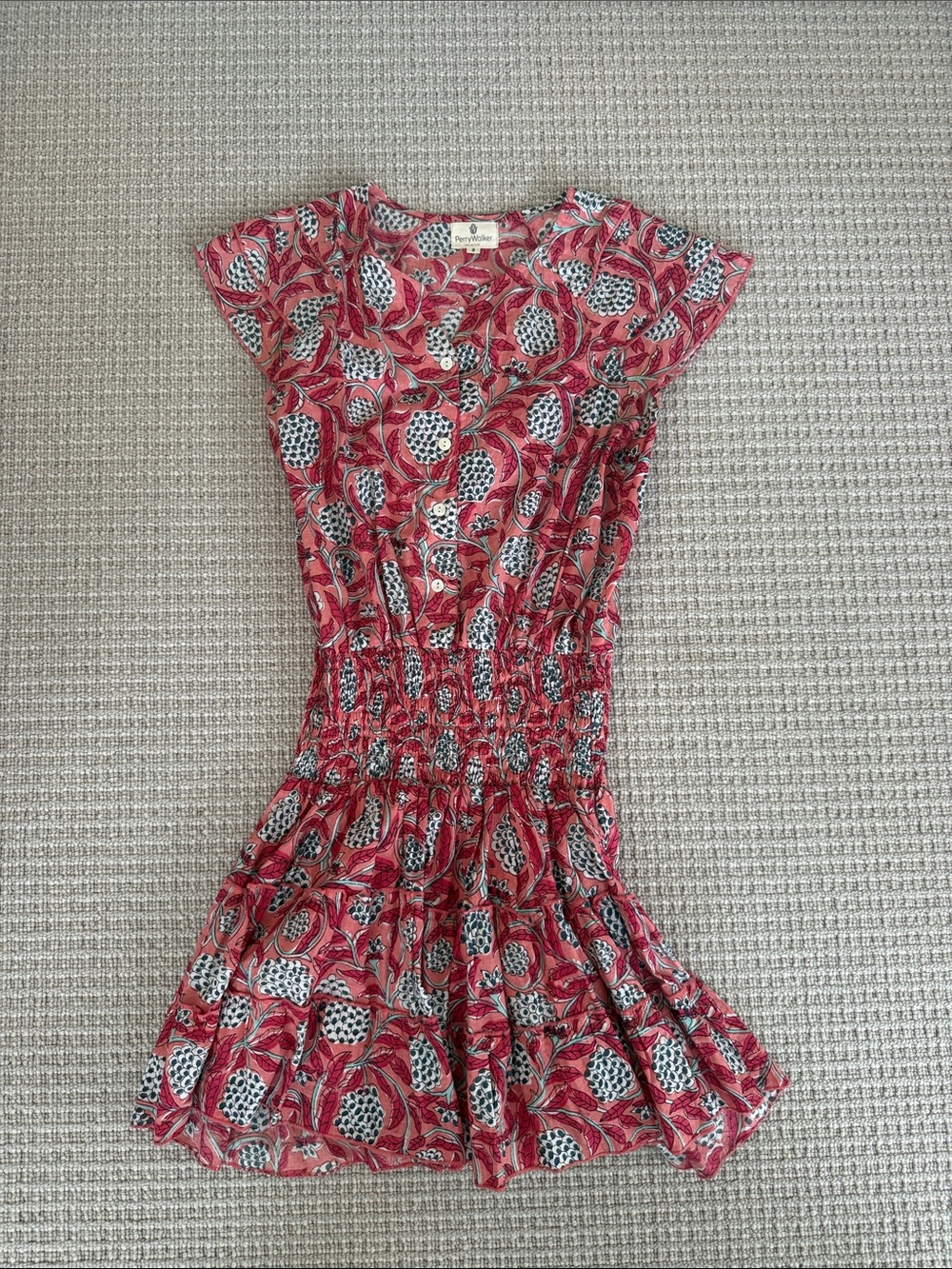 Girls' Rose Pink Printed Smocked Waist Summer Dress